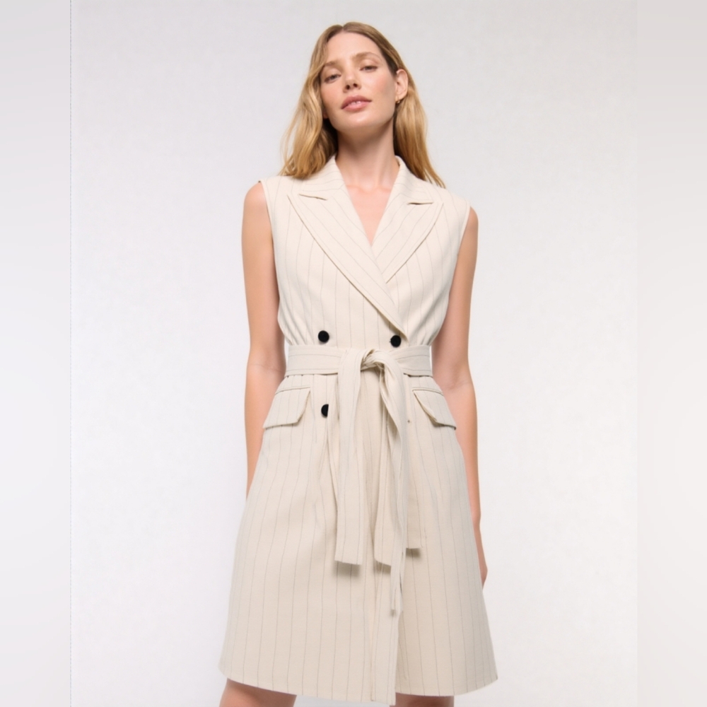 H&M Beige Pinstripe Blazer